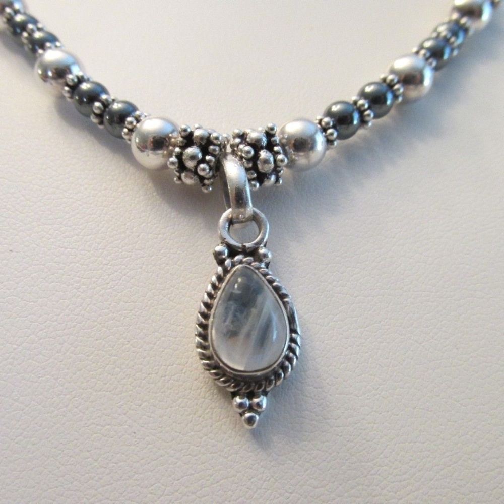 Sterling Silver Pear Moonstone pendant necklace